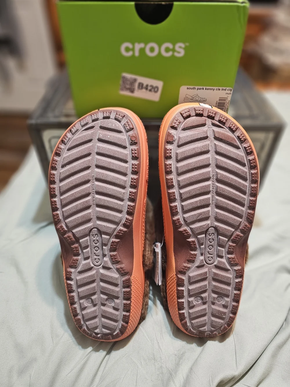 CROCS Orange Faux-Fur Lined Slip-On Clogs with Animal Jibbitz